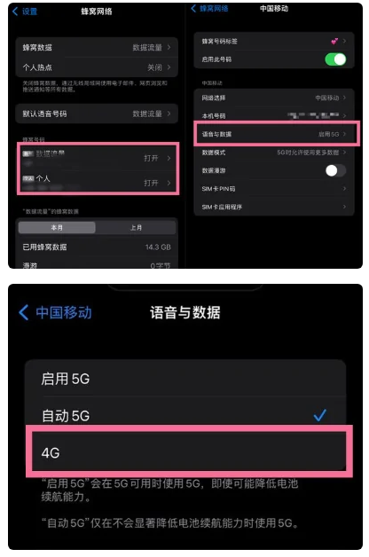 岳阳楼苹果手机维修分享iPhone14如何切换4G/5G? iPhone14 5G网络切换方法 