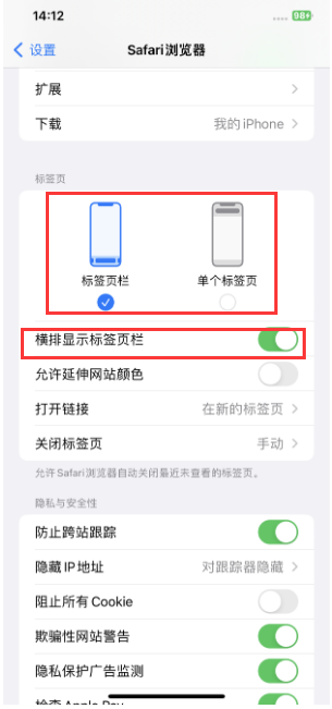岳阳楼苹果手机维修分享Safari浏览器如何切换标签栏位置 